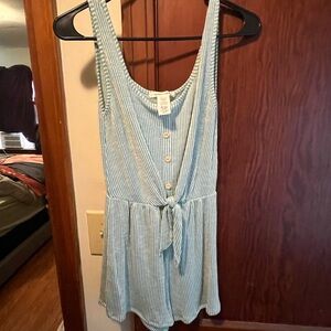 Blue Striped Sleeveless Romper
